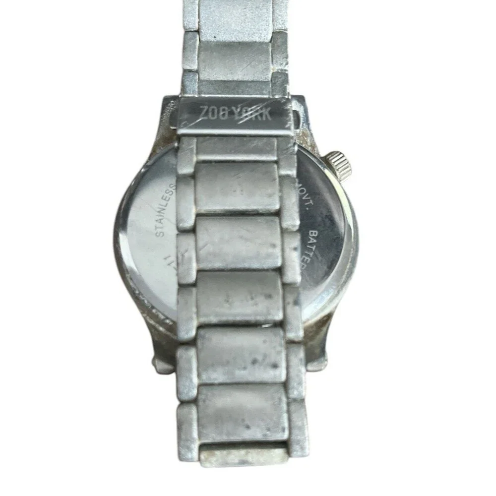 Zoo York Mens Analog Quartz Watch Silver Large 48mm Date New Battery